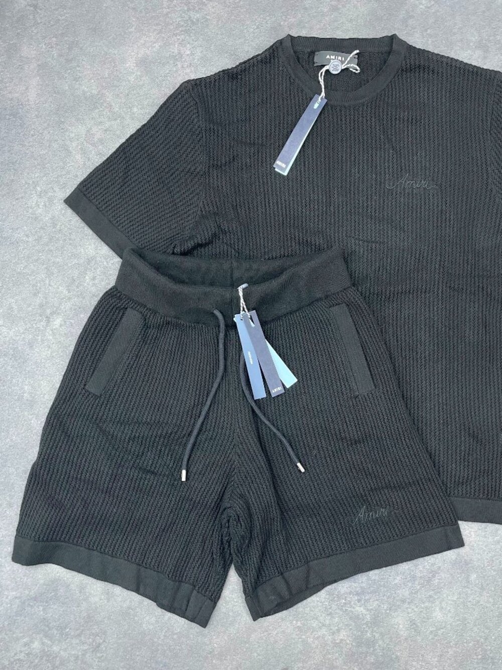 AMIRI Men's Black Knit T-Shirt & Shorts Set- Size XL - Picture 6 of 10